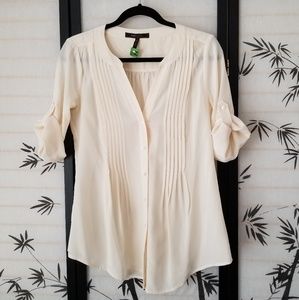 BCBG Max Azria cream 100% silk tunic